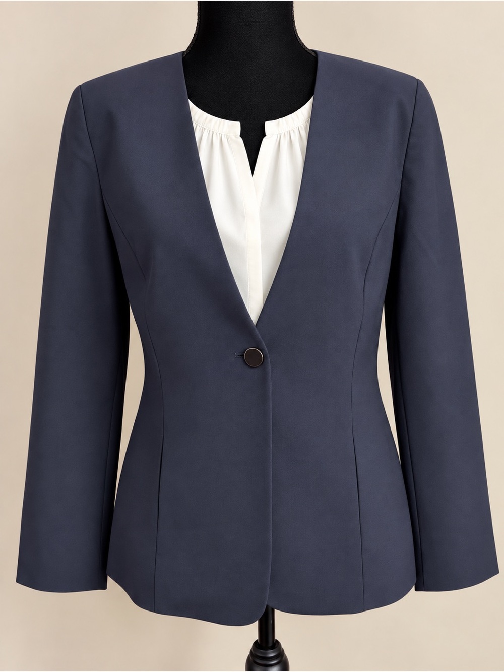 Giorgio Armani Navy Women's Tailored Single-Button Blazer #405